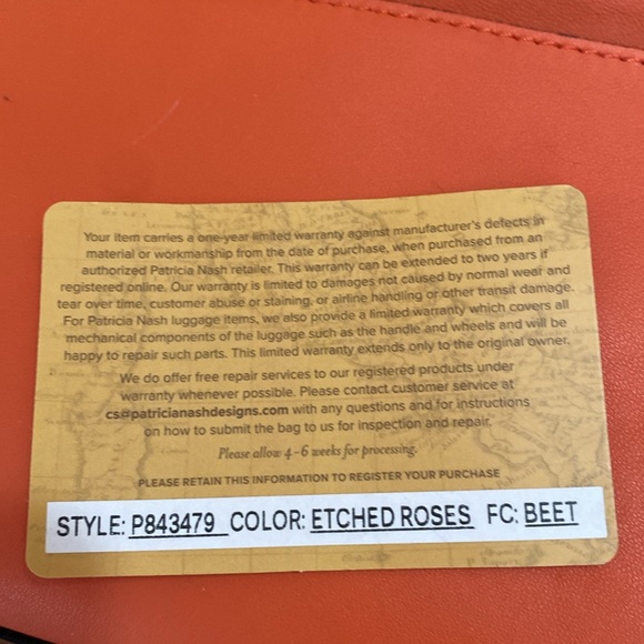 PATRICIA NASH ORANGE PETALLED HANDBAG/ CROSSBODY NEW WITH CERTS & DUSTBAG - Picture 9 of 13